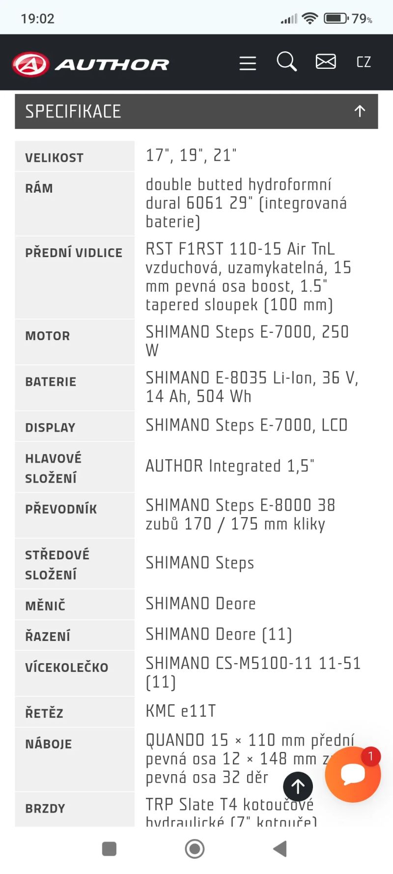 Prodám e-bike Author elevation 29"