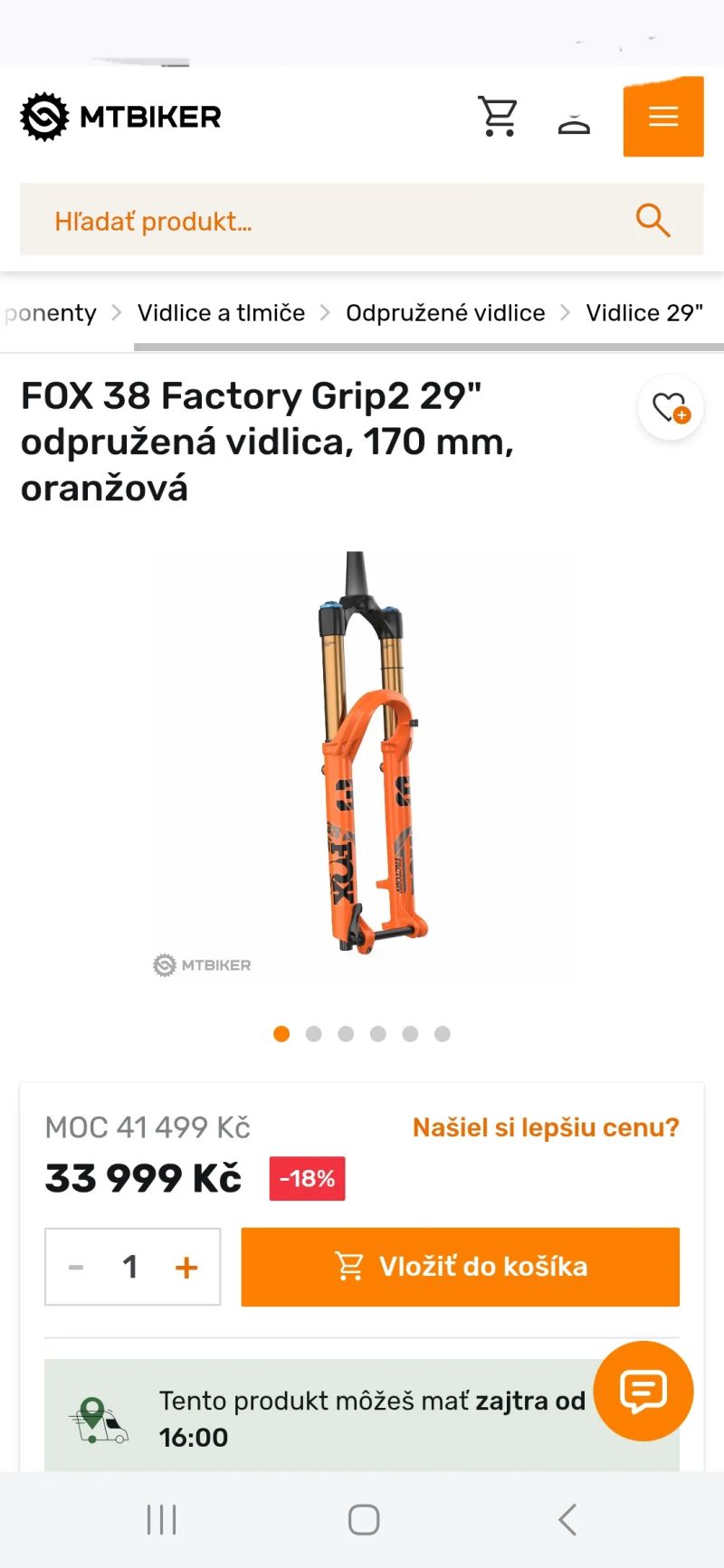 FOX Float 38 Factory Fit Grip2 VVC Evol Kashima 2025 29" Black/Orange