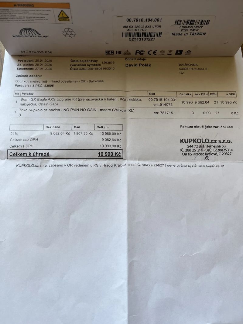 SRAM GX AXS elektronická přehazovačka