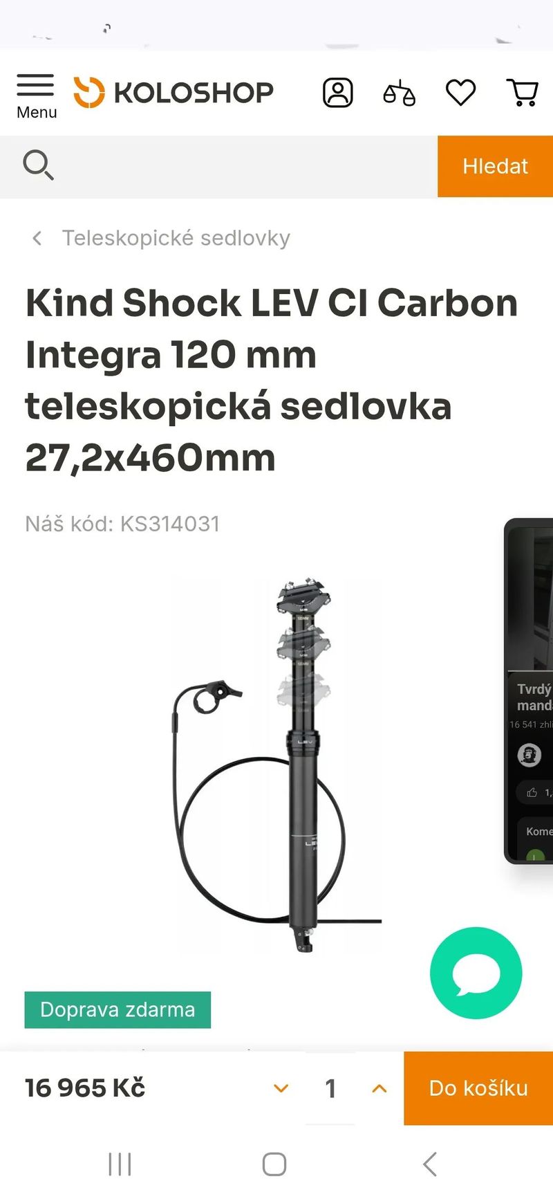 Nová Kind Shock LEV Ci - Carbon Integra 31.6 / 125mm 440g