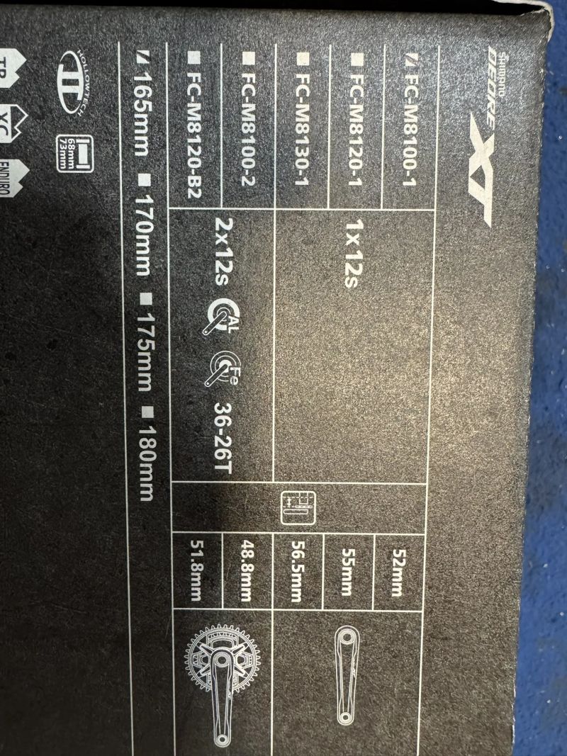 Kliky Shimano XT 1x12 165 mm