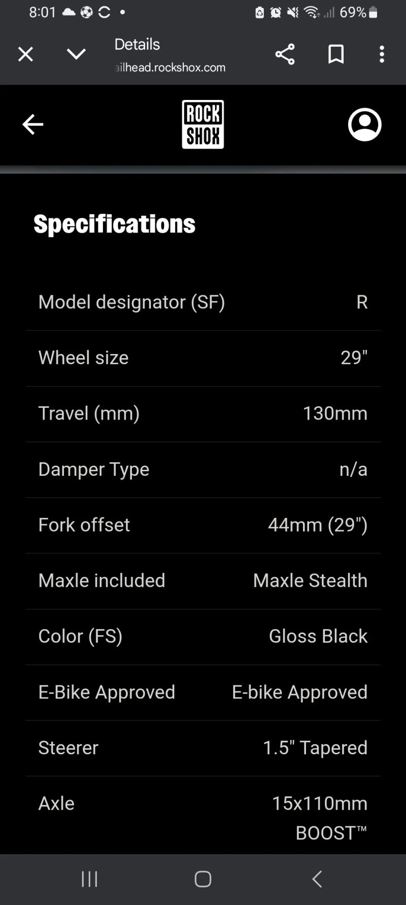 Vidlice Rockshox 35 Silver R