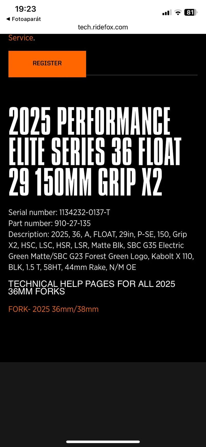 Fox 36 Performance Elite Grip X2 150mm