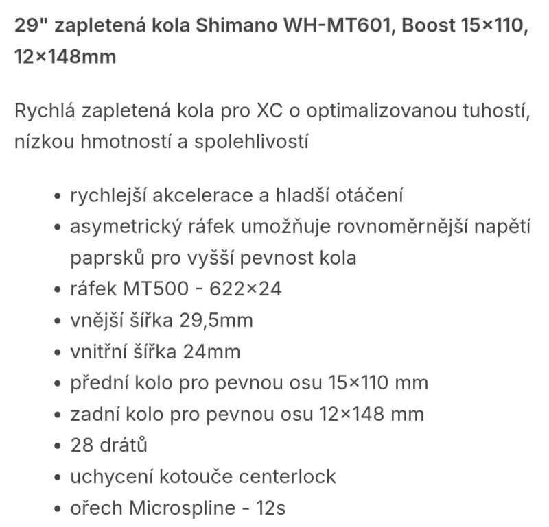 Zapletená kola Shimano - MT 601