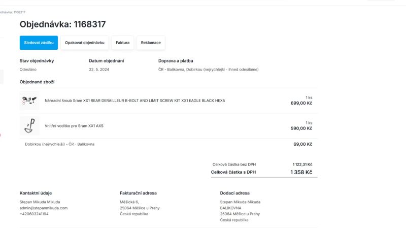 Vodítko + šroub SRAM XX1 (viz. faktura)