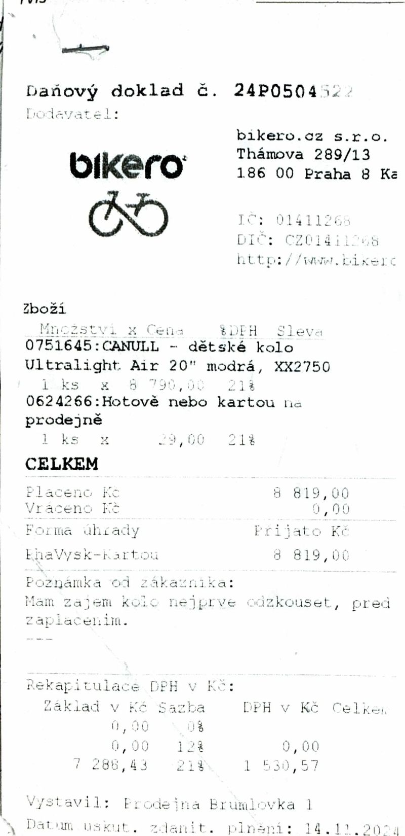 Dětské kolo – Canull Ultralight Air 20" (modré)