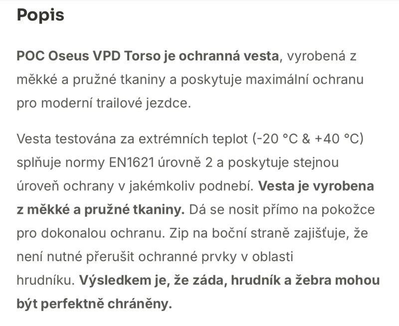 POC Oseus VPD Torso chránič páteře Uranium Black