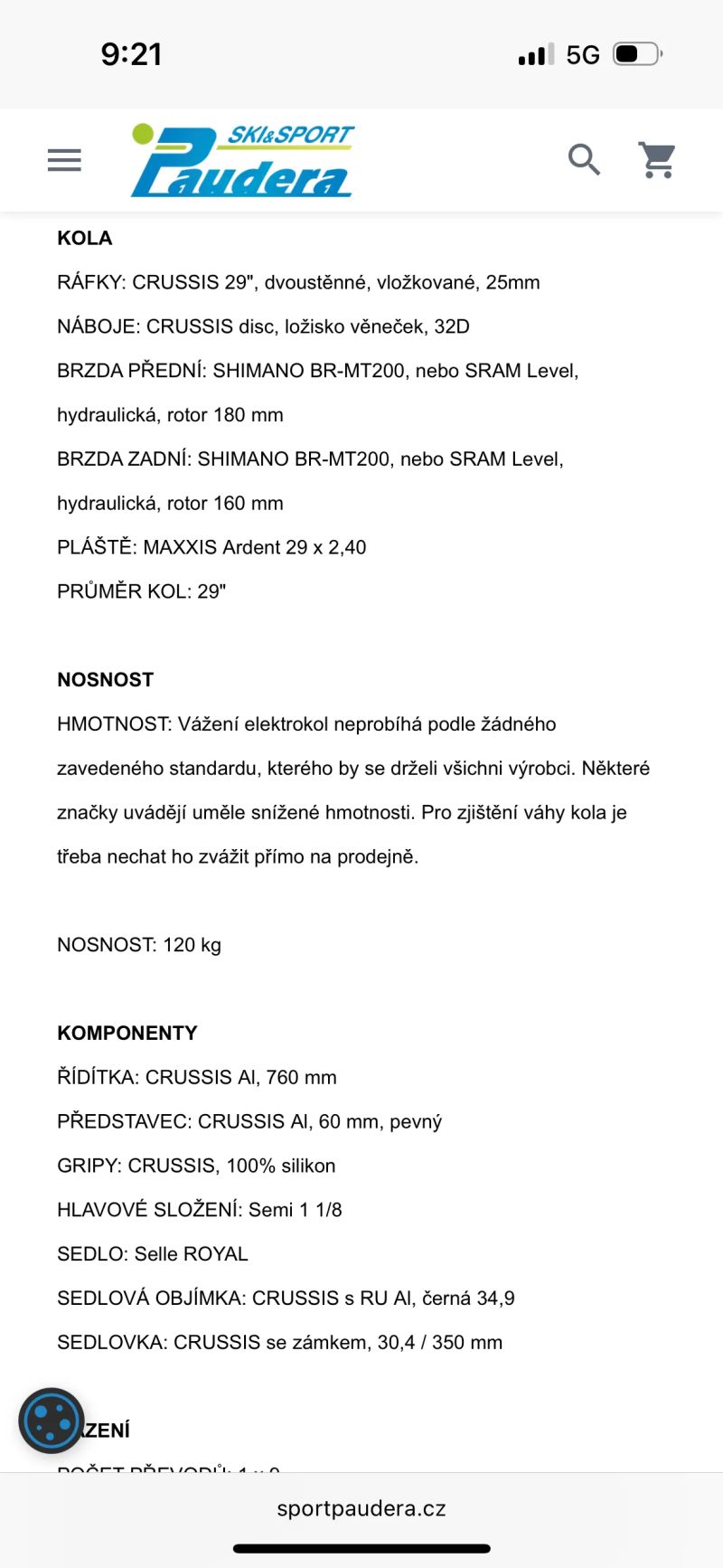 Elektrokolo CRUSSIS ONE Largo 7.7