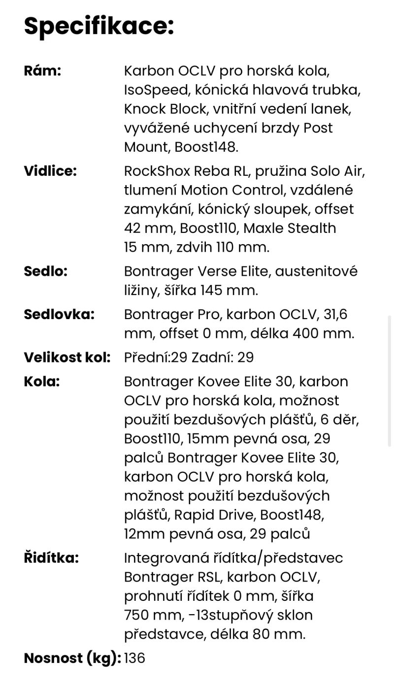 Trek Procaliber 9.7, Sram AXS T-Type 1x12, RockShox Reba 110mm