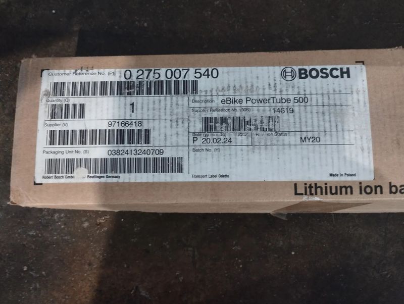Bosch PowerTube 500Wh baterie horizontální (integrovaná)