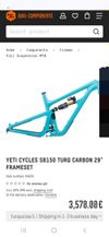 Nový Yeti Sb150 Turq Carbon L 29" + Fox 38 Factory Kashima Grip X2 Orange 2025