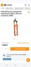 Nový Yeti Sb150 Turq Carbon L 29" + Fox 38 Factory Kashima Grip X2 Orange 2025