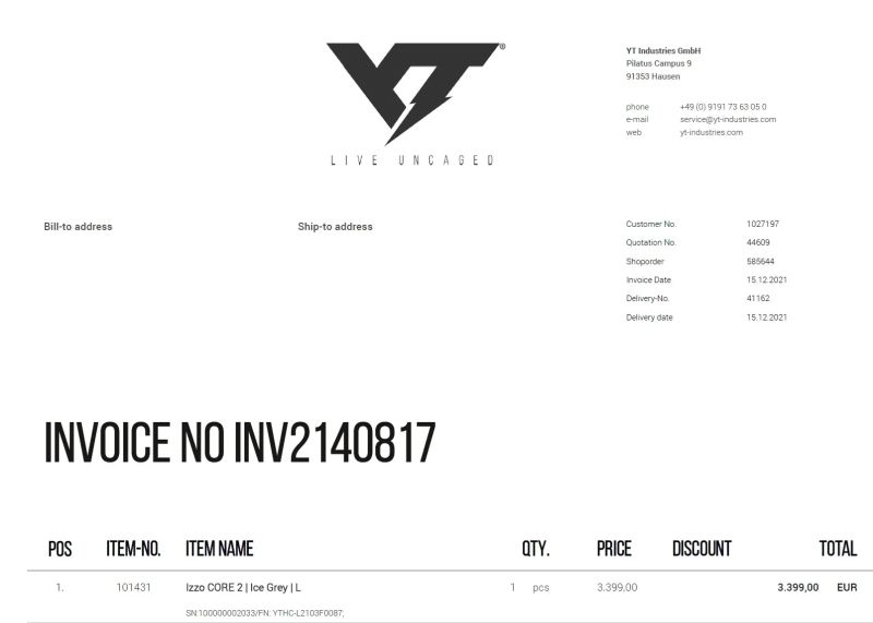 YT Industries Izzo CORE 2 | Ice Grey | L
