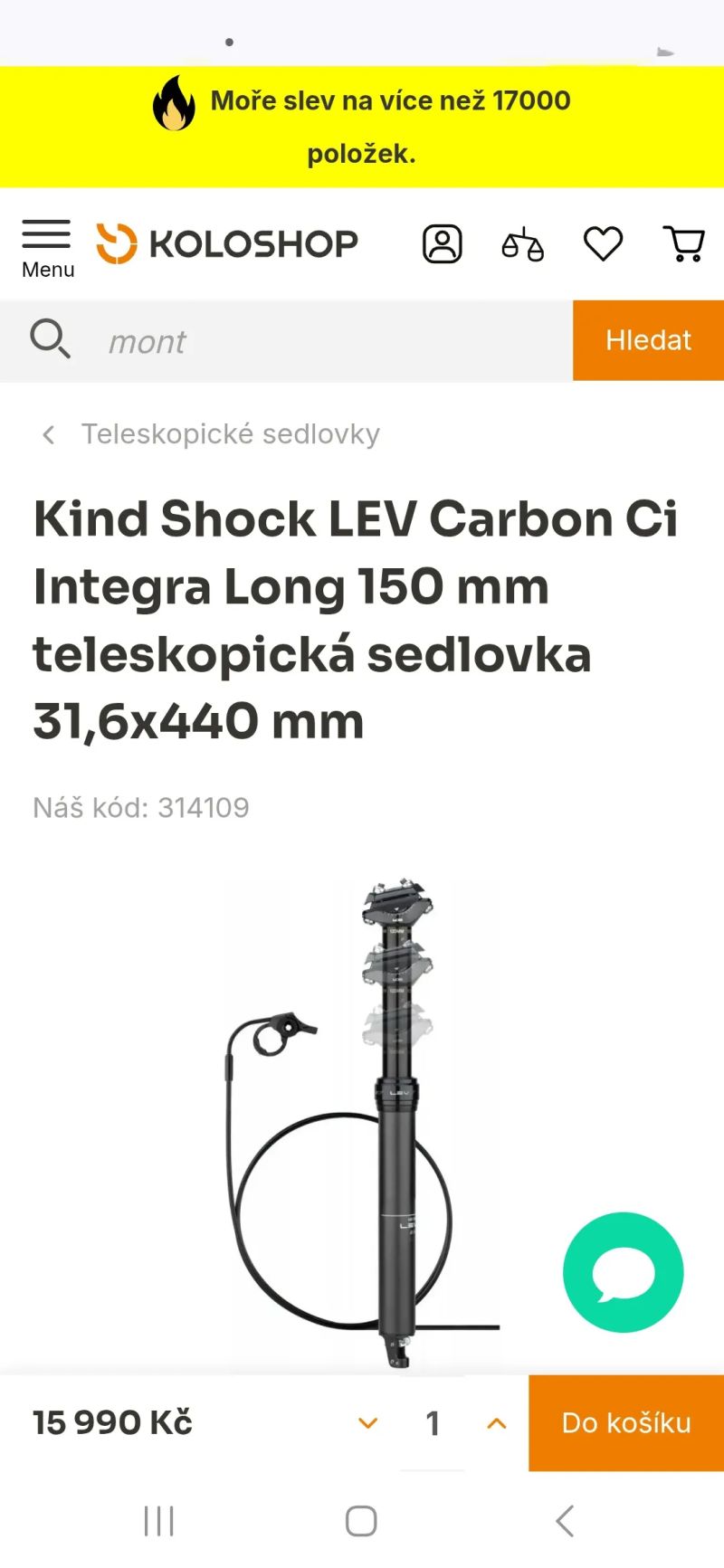 Nová Kind Shock LEV Ci - Carbon Integra 31.6 / 150mm 470g