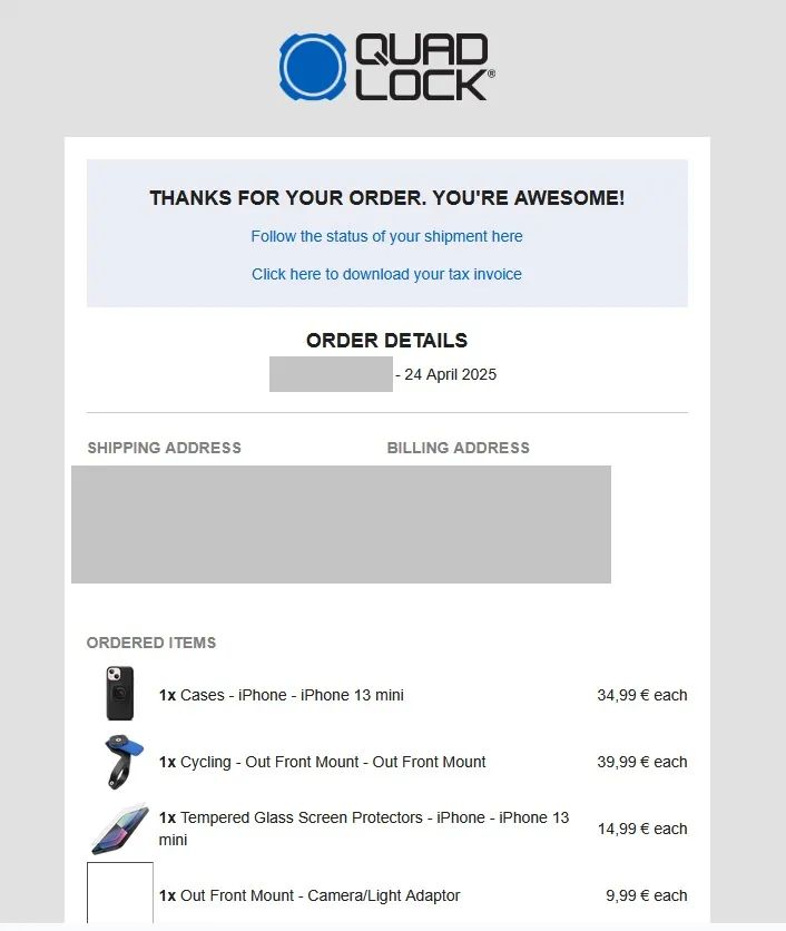 Quad Lock iPhone 13 mini + držák na kolo / světlo