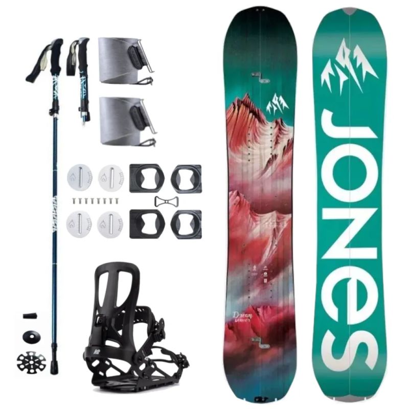 Splitboard set JONES Frontier Splitboard Black + pásy + vázání + hole