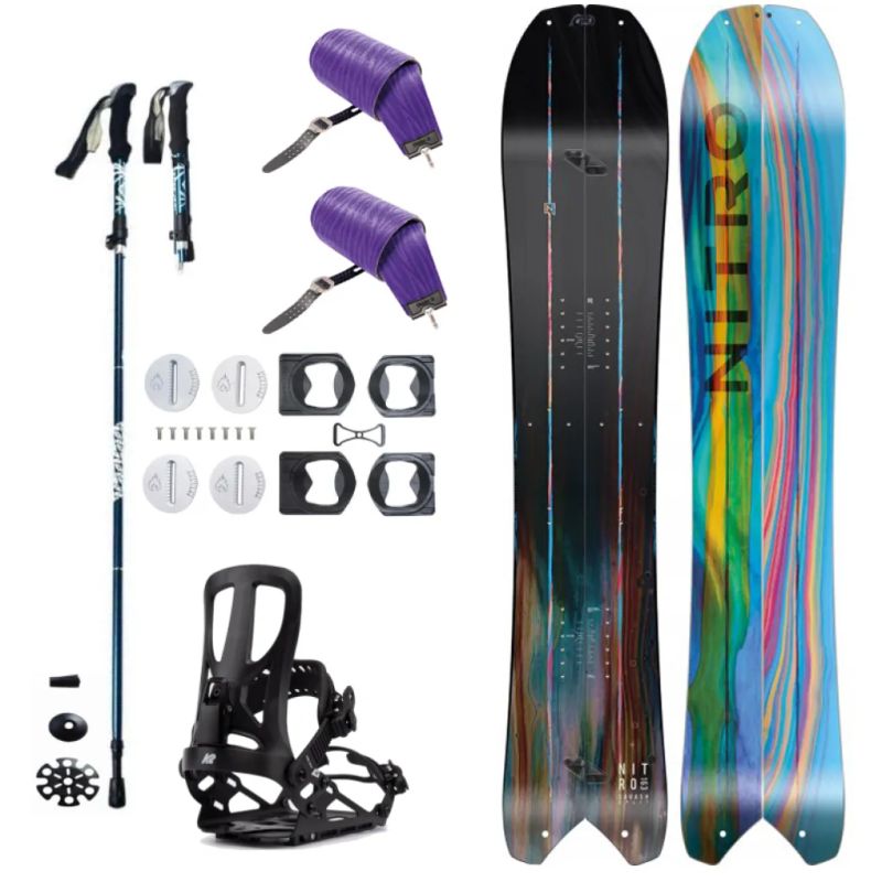 Splitboard set JONES Frontier Splitboard Black + pásy + vázání + hole