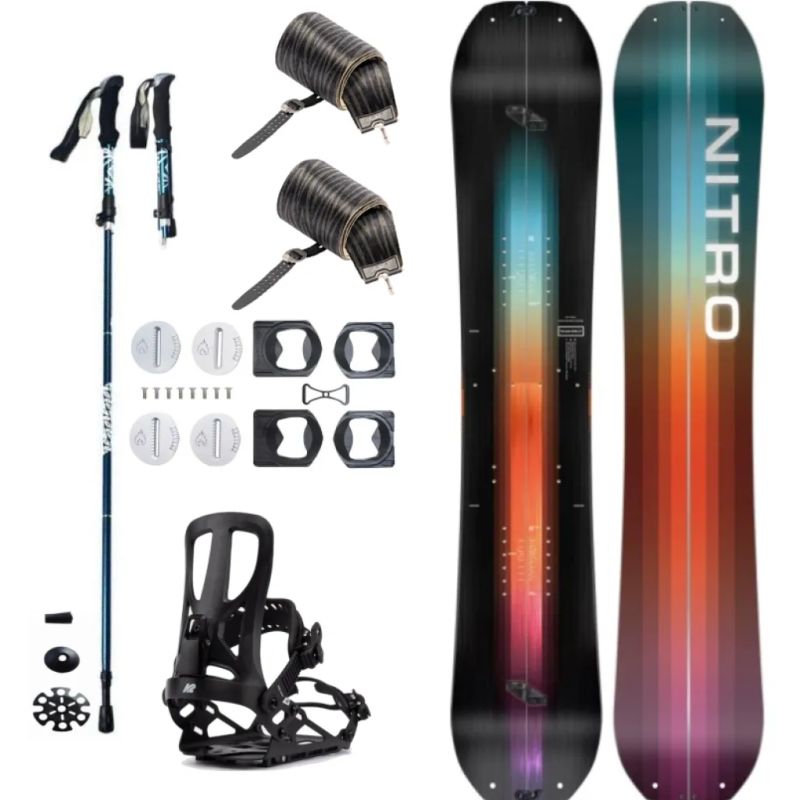 Splitboard set JONES Frontier Splitboard Black + pásy + vázání + hole