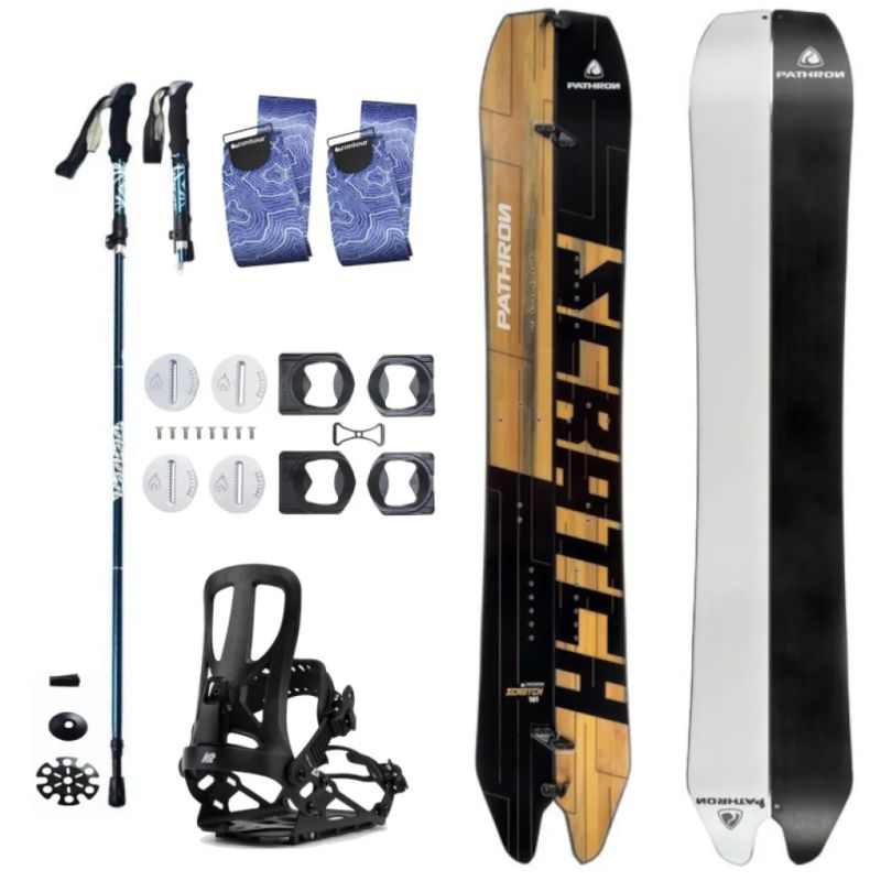 Splitboard set JONES Frontier Splitboard Black + pásy + vázání + hole
