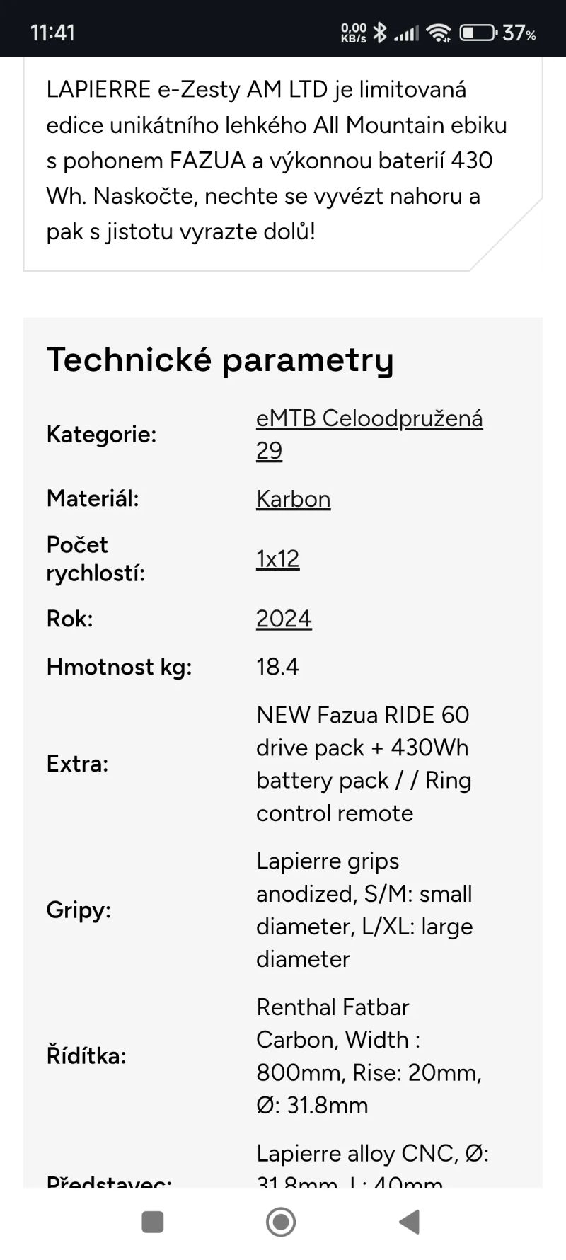 Lapierre E-zesty AM LTD Moon White