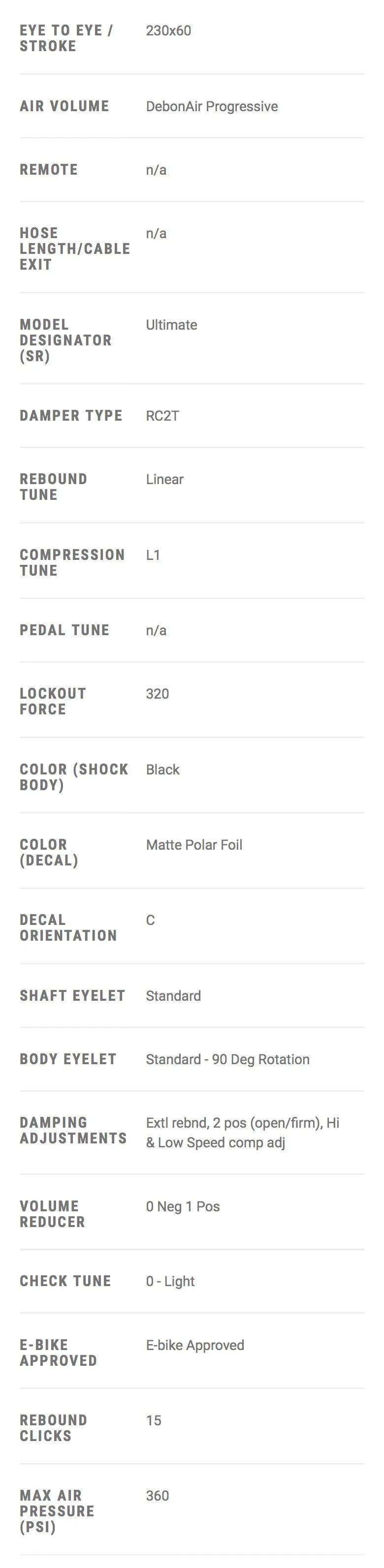 Rock Shox Super Deluxe Ultimate 230x60