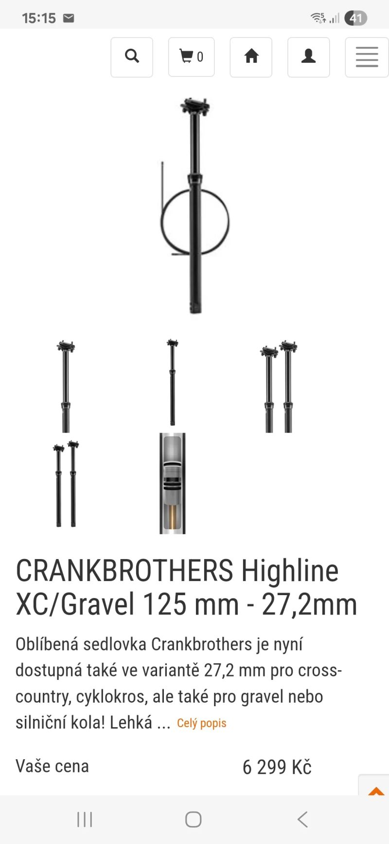 CRANKBROTHERS Highline XC/Gravel 125 mm - 27,2mm+páčka 