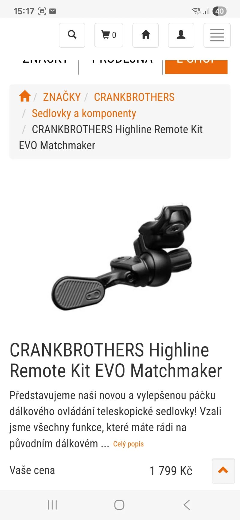 CRANKBROTHERS Highline XC/Gravel 125 mm - 27,2mm+páčka 