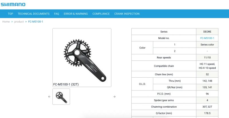 NOVÉ Shimano kliky FC-M5100-1, převodník 32Z, délka 170mm