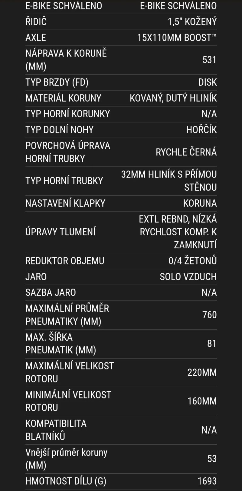 Vidlice RockShox Reba 120mm boost