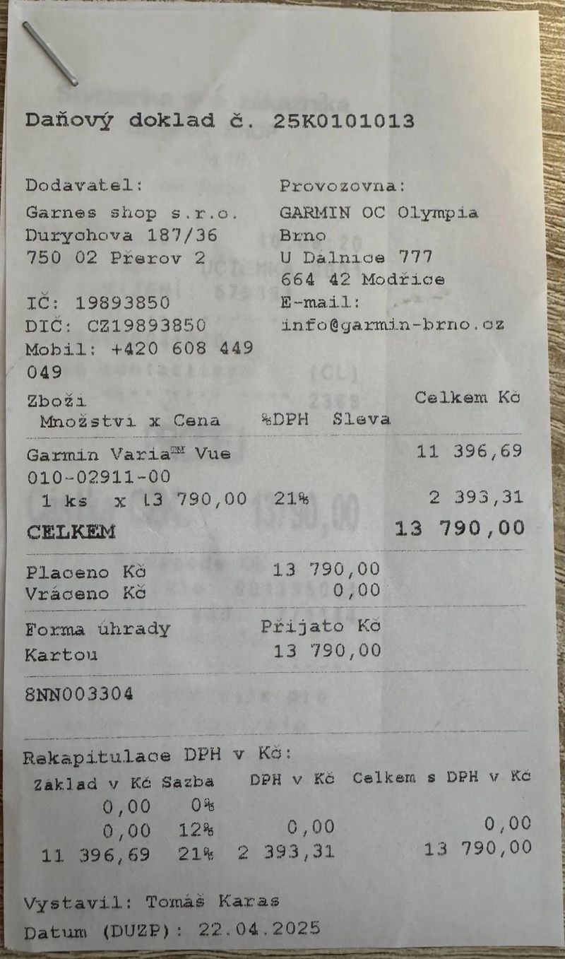 Přední světlo s kamerou Garmin Varia Vue