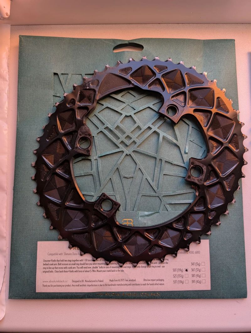 Prodám převodníky Absolute Black 50/34z pro kliky Shimano Dura-Ace/Ultegra (9100/8000)