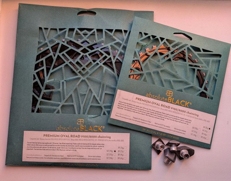 Prodám převodníky Absolute Black 50/34z pro kliky Shimano Dura-Ace/Ultegra (9100/8000)