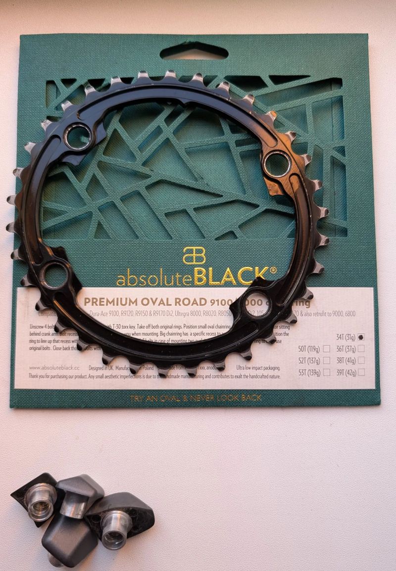 Prodám převodníky Absolute Black 50/34z pro kliky Shimano Dura-Ace/Ultegra (9100/8000)