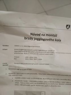 Brzdový set - ruční brzda pro vozík CROOZER a XLC, nepoužitý
