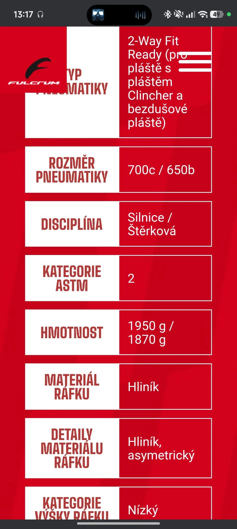 Kola Fulcrum Rapid red 900, 650b