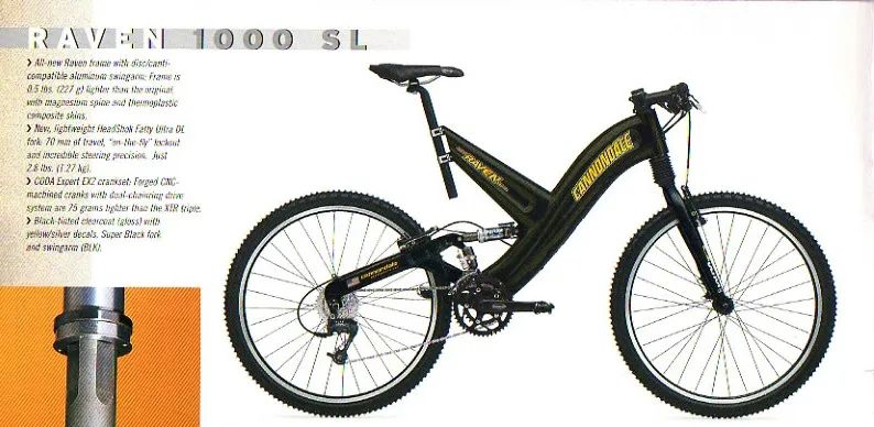 Cannondale Super V Raven 1000 SL, velikost S, XTR, CODA, rok 2000