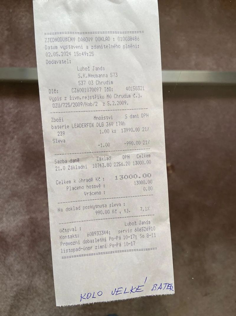 LEADER FOX AWALON 2019, MĚNĚNÁ BATERIE