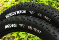 2 XC pláště Maxxis: Rekon Race WT, 29x2.4" + Aspen WT, 29x2.4" (EXO Protection, TR)