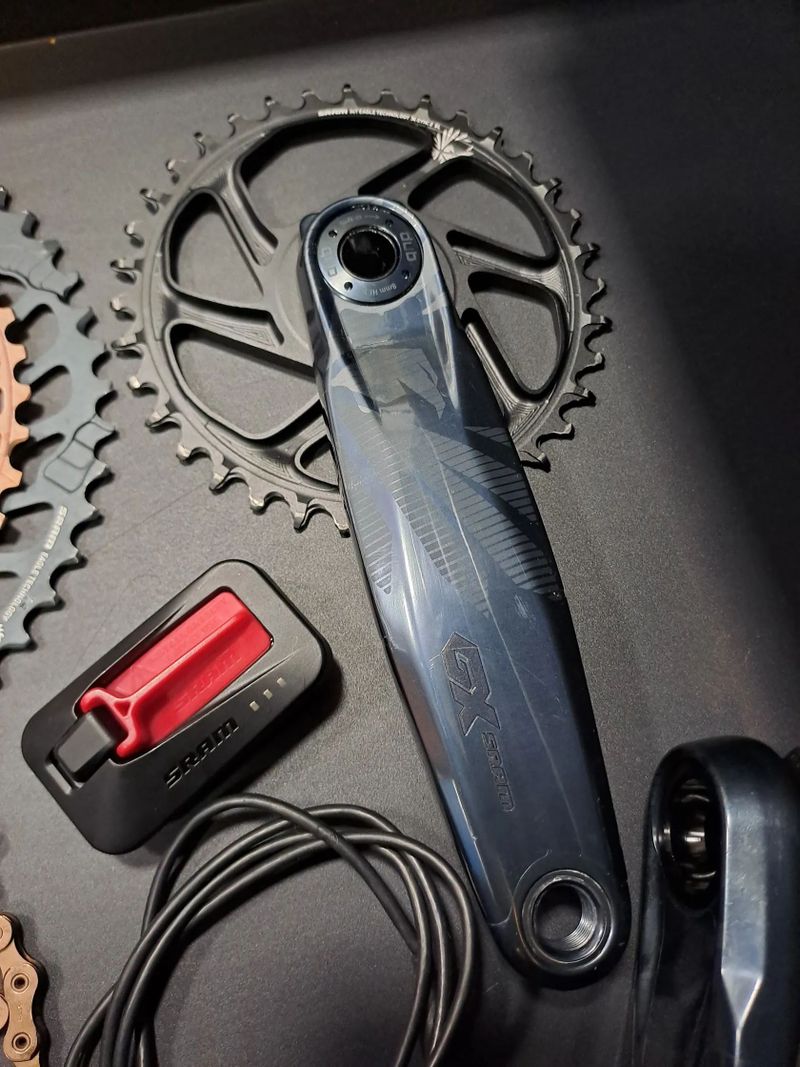 Zánovní sada 1 x 12speed Sram Gx AXS - upgrade ramínko - kazeta, řetěz, převodník XX1 / Copper