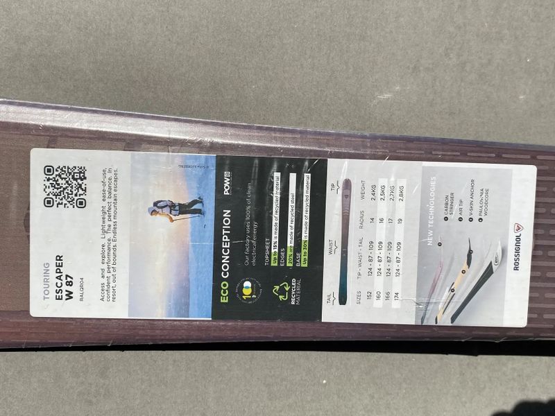 Skialpy, nové lyže a nové pásy, Rossignol ESCAPER W 87. Chybně koupená délka.