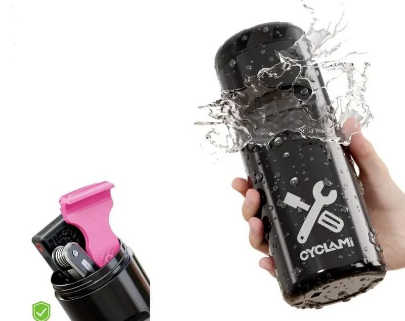 CYCLAMI láhev na nářadí na kolo + nářadí + duše