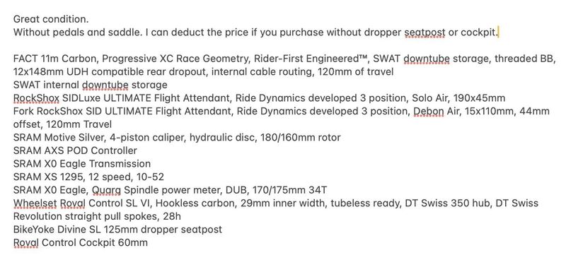 2026 Specialized Epic 8 Pro Flight Attendant vel. L