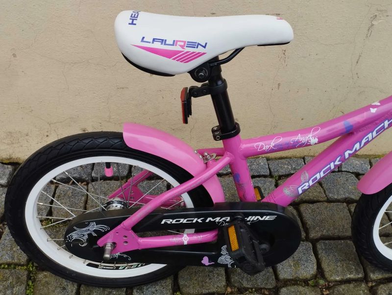 dětské kolo Rock Machine Dark Angel 16 pro výšku 100-115cm, věk 4-5 let; po servisu + dárek