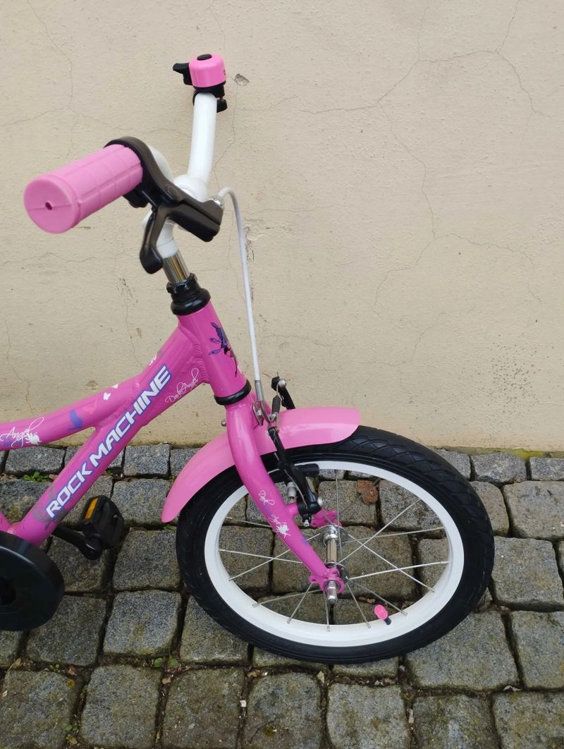 dětské kolo Rock Machine Dark Angel 16 pro výšku 100-115cm, věk 4-5 let; po servisu + dárek