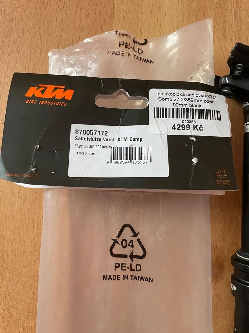 Prodám teleskopickou sedlovku KTM Comp 27,2/359 zdvih 90mm