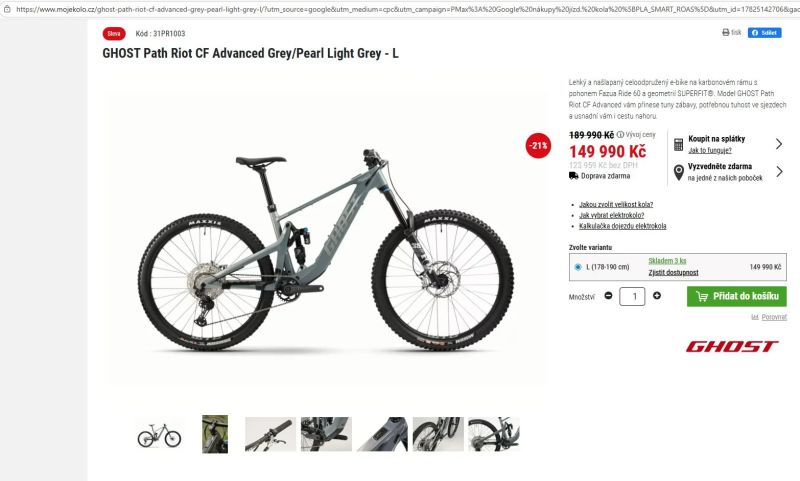 NOVÝ GHOST PATH RIOT CF ADVANCED vel. M - elektrokolo