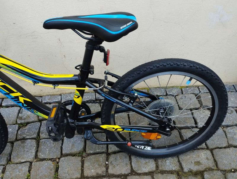 dětské horské MTB kolo Rock Machine Surge 20 pro výšku 115-135cm; po servisu + dárek
