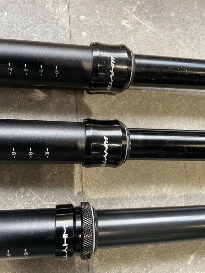 Teleskopické sedlovky TRANZ-X (Whyte) 30.9mm - 3ks nové, na náhradní díly, nefunkční patrona