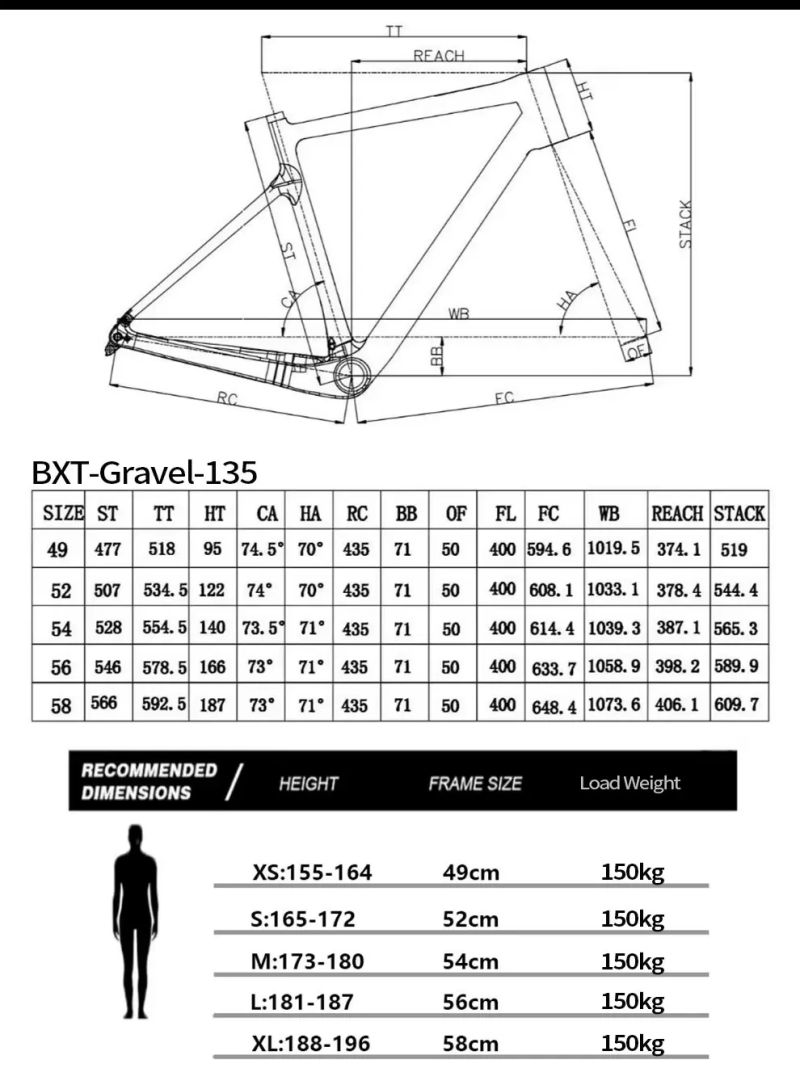 Gravel BXT karbon, velikost M- 54 173-180 cm