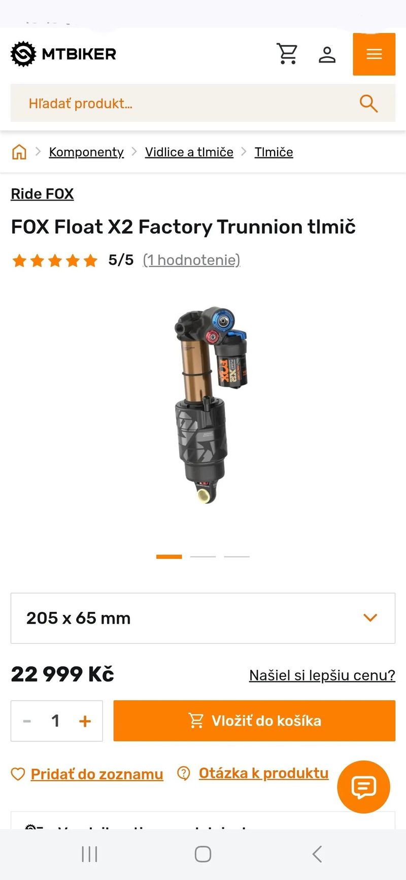 Nový Fox Float X2 Factory VVC Evol Kashima Trunion 205 / 65mm